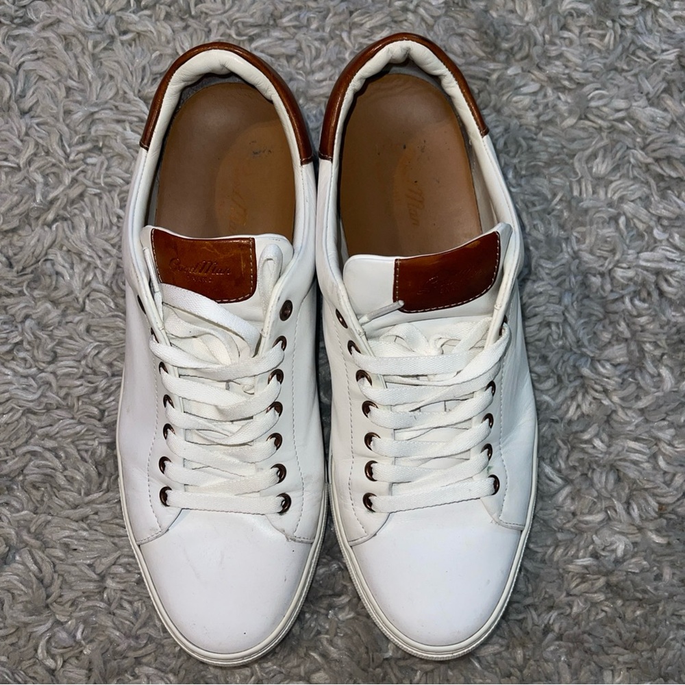 Goodmen Brand Legend London White Dark Vachetta Sneaker Italian Leather SZ 11.5 - Picture 2 of 11